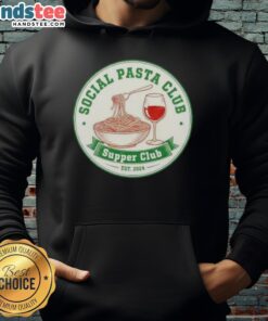 Nice Retro Social Pasta Club Supper Club Hoodie Est 2024 in stylish design, perfect for cozy gatherings and pasta lovers.