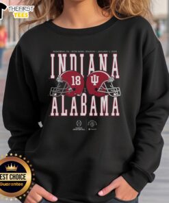 2026 Rose Bowl Game sweatshirt featuring Alabama vs Indiana helmet matchup design, perfect for football fans.