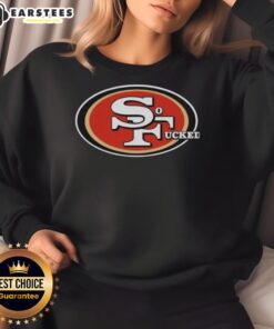 2026 San Francisco 49ers sweatshirt featuring a bold, edgy logo design for fans seeking unique team apparel.