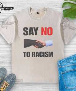 Nice Say No To Racism washed t-shirt featuring a bold anti-racism message, perfect for promoting equality and unity.
