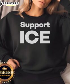 Scott Presler wearing a 'Support Ice' sweatshirt at an outdoor event, promoting community and activism.