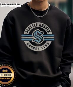 Cozy Nice Seattle Kraken surround sweatshirt featuring team colors and logo, perfect for fans and chilly game days.