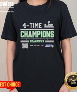 Alt Text: Seattle Seahawks 4-Time NFC West Division Champions 2025 Super Bowl LX Ladies Tee, showcasing team pride and style.