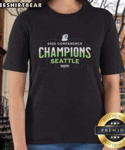 2025 Seattle Seahawks Conference Champions ladies tee in vibrant colors, perfect for proud fans and game day wear.