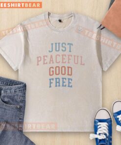 Nice Sharon McMahon wearing a peaceful graphic t-shirt, embodying comfort and style in a good free washed t-shirt.