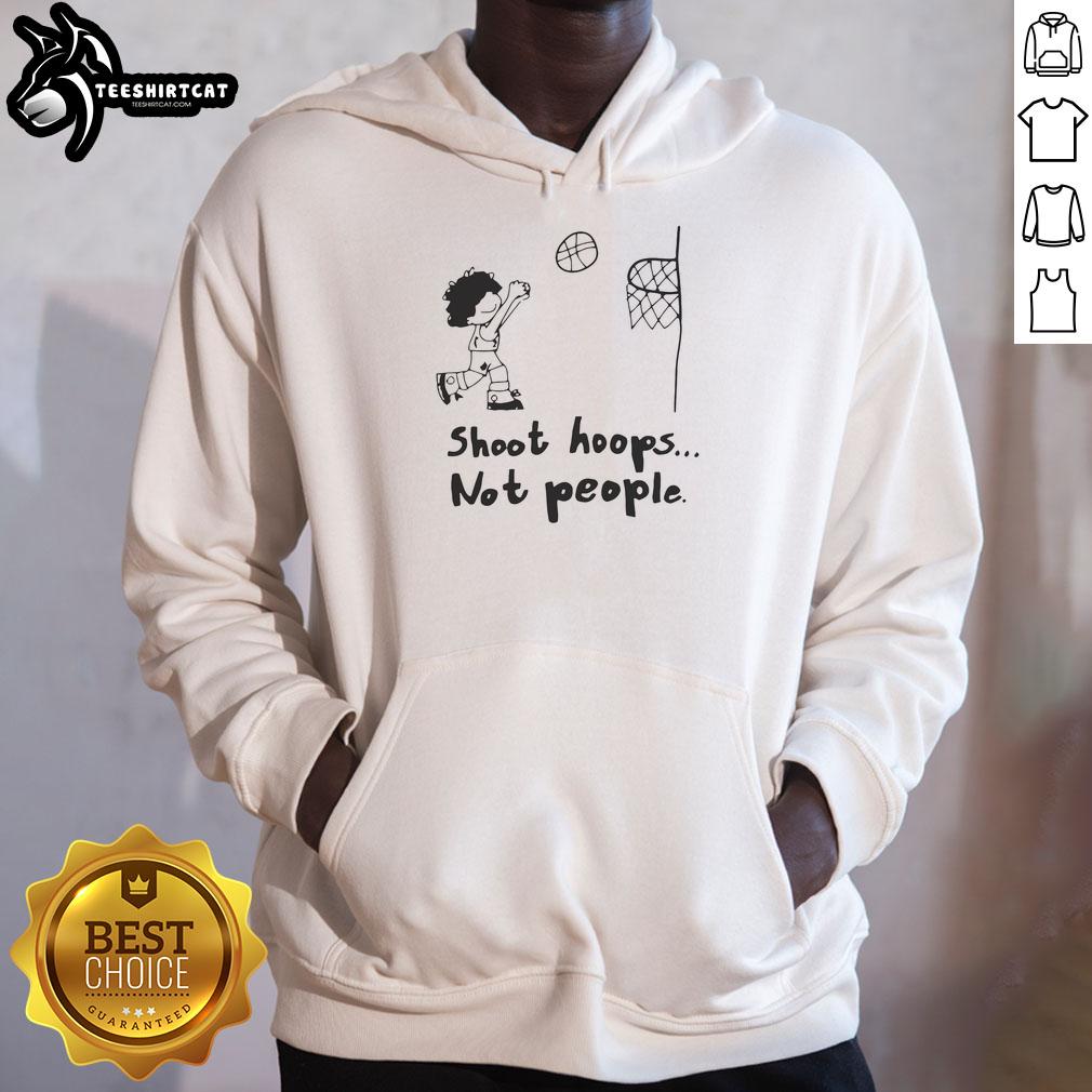 nice-shoot-hoops-not-people-hoodie Person wearing a 'Nice Shoot Hoops Not People' hoodie, showcasing a stylish basketball-inspired design on a sunny day.