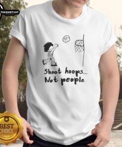 Nice Shoot Hoops Not People T-Shirt featuring a playful basketball graphic and bold text for sports enthusiasts.