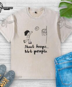 Nice Shoot Hoops Not People washed t-shirt featuring a playful basketball graphic, perfect for sports enthusiasts.
