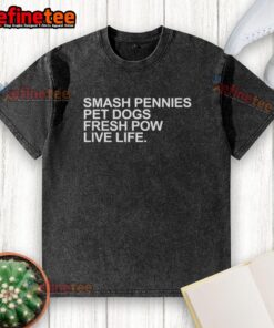 Nice Smash Pennies pet dogs fresh pow live life washed t-shirt featuring a playful design for dog lovers.