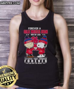 Alt Text: Snoopy and Charlie Brown Forever tank top for Ole Miss Rebels fans, celebrating team spirit win or lose.