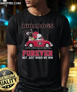 Nice Snoopy and Woodstock Georgia Bulldogs Forever T-Shirt design, perfect for fans celebrating team spirit all year round.