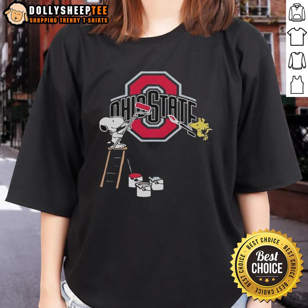 Nice Snoopy And Woodstock Painting Ohio State Buckeyes Ladies Tee Nice Snoopy and Woodstock painting on Ohio State Buckeyes ladies tee, perfect for fans and casual wear.