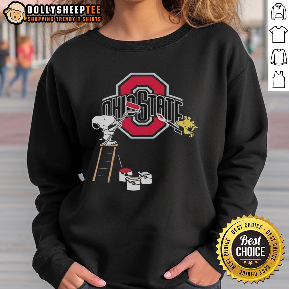 Nice Snoopy And Woodstock Painting Ohio State Buckeyes Sweatshirt Nice Snoopy and Woodstock painting on Ohio State Buckeyes sweatshirt, showcasing a fun and vibrant design.