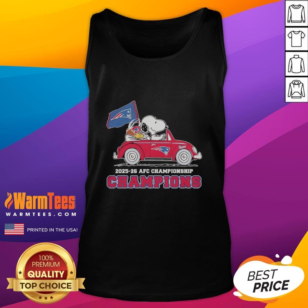 nice-snoopy-and-woodstock-riding-new-england-patriots-car-afc-championship-champions-2025-26-tank-top Alt Text: Snoopy and Woodstock riding in a New England Patriots car, celebrating the AFC Championship Champions 2025-26 tank top.