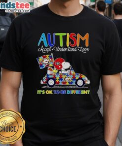Nice Snoopy Georgia Bulldogs Autism T-Shirt promoting acceptance and love for differences, perfect for fans and supporters.