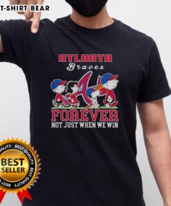 Nice Snoopy Peanuts Atlanta Braves Forever T-Shirt design featuring Snoopy celebrating baseball spirit and loyalty.