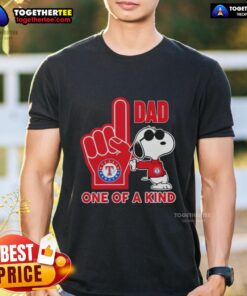 Alt Text: Unique Snoopy Texas Rangers Dad T-Shirt featuring a playful design, perfect for Father's Day or sports fans.