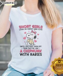 Alt Text: Cute Snoopy wearing a pink bow on a girls' tee, perfect for showcasing sweet and sassy style.