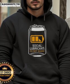Nice Social Lubricant Beer Do Not Shake Hoodie featuring a bold graphic and comfortable fit for beer lovers.