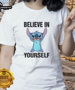 Cartoon ladies tee with 'Believe in Yourself' design, perfect for casual wear and inspiring confidence.
