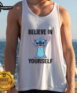 Nice Stitch Believe In Yourself Cartoon Tank Top featuring a fun design and motivational message for casual wear.