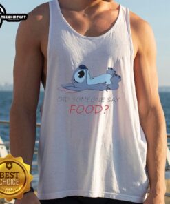 Nice Stitch Did Someone Say Food tank top featuring a fun food-themed graphic design perfect for casual wear.