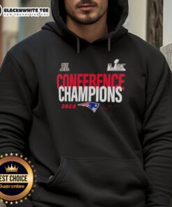 New England Patriots 2025 AFC Conference Champions hoodie celebrating Super Bowl LX victory.
