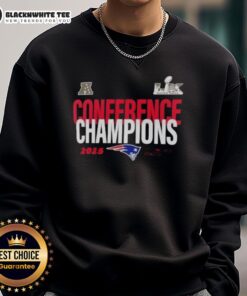 New England Patriots 2025 AFC Conference Champions sweatshirt, celebrating Super Bowl LX victory with team logo and colors.