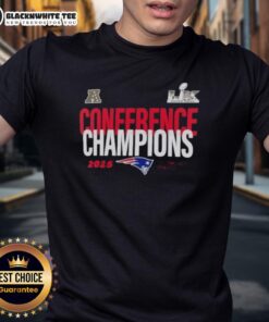 Nice Super Bowl LX New England Patriots 2025 AFC Conference Champions T-Shirt featuring team logo and vibrant design.