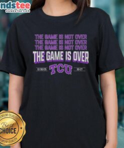 Alt Text: 2026 TCU Horned Frogs football ladies tee celebrating game victory with vibrant team colors and logo.