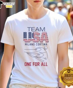 Alt Text: Nice Team USA Milano Cortina 2026 Olympics logo and flag T-shirt design showcasing unity and team spirit.