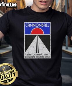 Retro Nice The Cannonball Run Sea To Shining Sea Memorial Trophy Dash T-Shirt featuring iconic racing graphics.