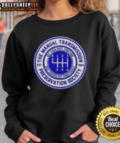 Vintage sweatshirt from Nice The Manual Transmission Preservation Society, est. 1904, showcasing classic automotive heritage.