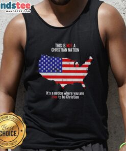 Tank top featuring the phrase 'Not a Christian Nation, but Free to Be Christian' promoting freedom of religion.