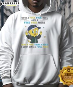 Funny Nice Tweety Bird graphic hoodie showing middle finger with bold text, perfect for humor lovers and unique fashion.