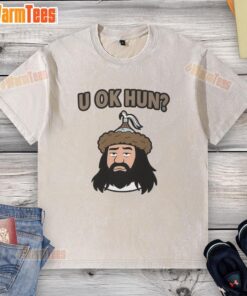 Cartoon design of Attila the Hun face on a washed t-shirt, perfect for casual wear and history enthusiasts.