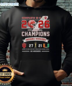 Nice Undefeated 16-0 2026 CFP National Champions hoodie featuring Indiana Hoosiers vs Miami Hurricanes at Hard Rock Stadium.