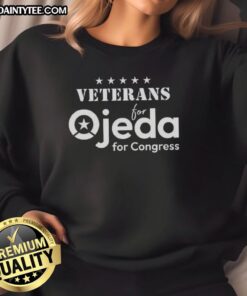 Nice Veterans for Ojeda for Congress sweatshirt featuring bold graphics and patriotic colors, perfect for supporters.