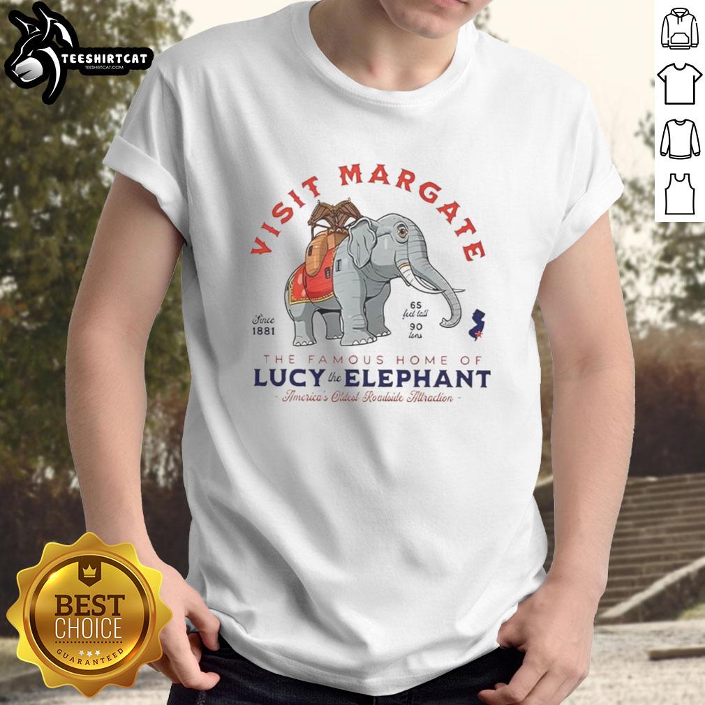 nice-visit-margate-the-famous-home-of-lucy-the-elephant-americas-oldest-roadside-attraction-t-shirt Lucy the Elephant t-shirt featuring Margate's iconic roadside attraction, celebrating America's oldest landmark.