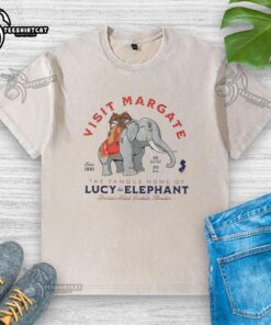 Washed T-shirt featuring Lucy the Elephant, America's oldest roadside attraction in Margate, NJ, perfect for visitors.