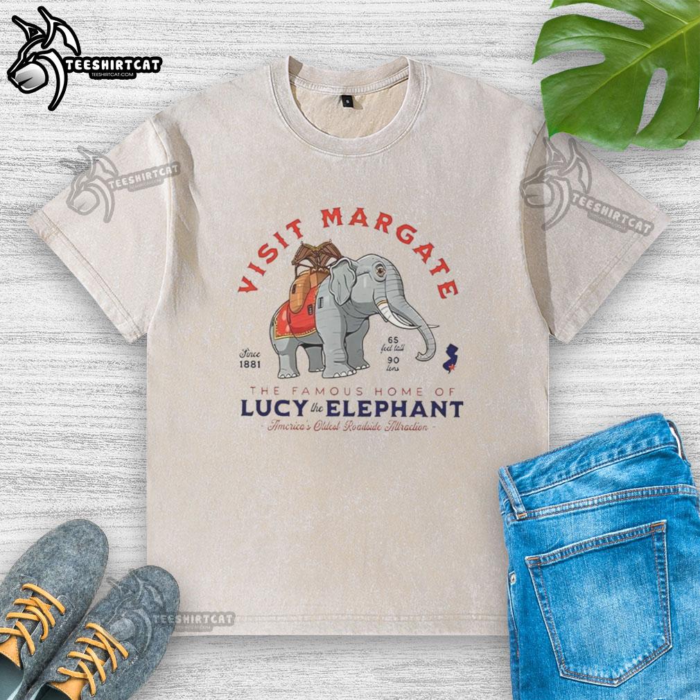 nice-visit-margate-the-famous-home-of-lucy-the-elephant-americas-oldest-roadside-attraction-washed-t-shirt Washed T-shirt featuring Lucy the Elephant, America's oldest roadside attraction in Margate, NJ, perfect for visitors.