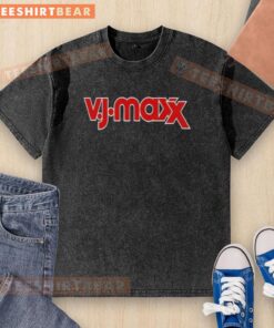 Nice VJ Maxx logo on a washed t-shirt, showcasing stylish design and comfortable fit for casual wear.