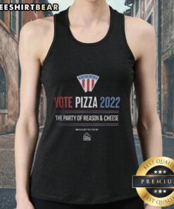 Nice Vote Pizza 2022 logo tank top featuring 'The Party of Reason and Cheese' design for pizza lovers and voters.