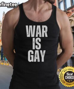 Colorful Nice War Is Gay tank top featuring bold text design, perfect for LGBTQ+ pride and casual summer wear.