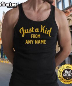 Kid wearing Nice West Virginia Football tank top, showcasing team spirit and youth enthusiasm for sports.