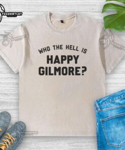 Nice Who The Hell Is Happy Gilmore Washed T-Shirt featuring a vintage design and soft fabric for casual style.