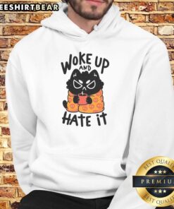 Cozy 'Nice Woke Up And Hate It Hoodie' in black, featuring a bold graphic for a stylish, casual look.