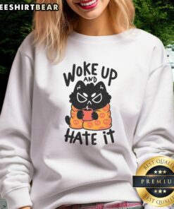 Cozy 'Nice Woke Up and Hate It' sweatshirt in soft fabric, perfect for casual wear and expressing your morning mood.