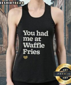 Nice You Had Me At Waffle Fries Fast Food Letter Tank Top featuring fun food-themed graphics for casual wear.