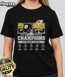 Pittsburgh Steelers Ladies Tee celebrating the 2025 AFC North Division Champions with team logo and vibrant design.